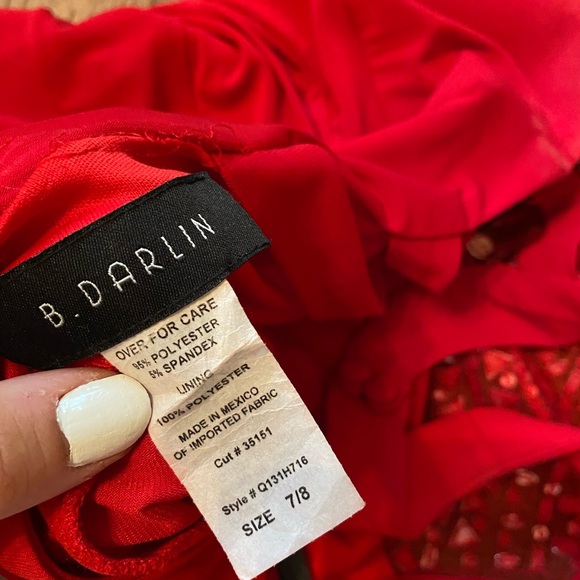 Red dress with rhinestone detail, size 7/8 - Picture 2 of 5